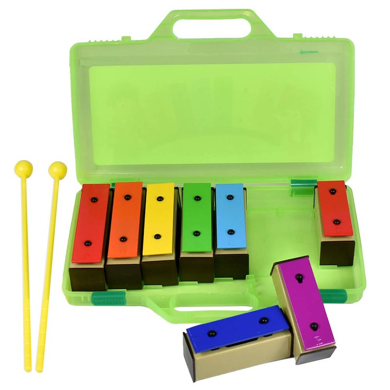 ENNBOM Xylophone Glockenspiel 8 Notes Chromatic Resonator Bells with Green Case - Image 1